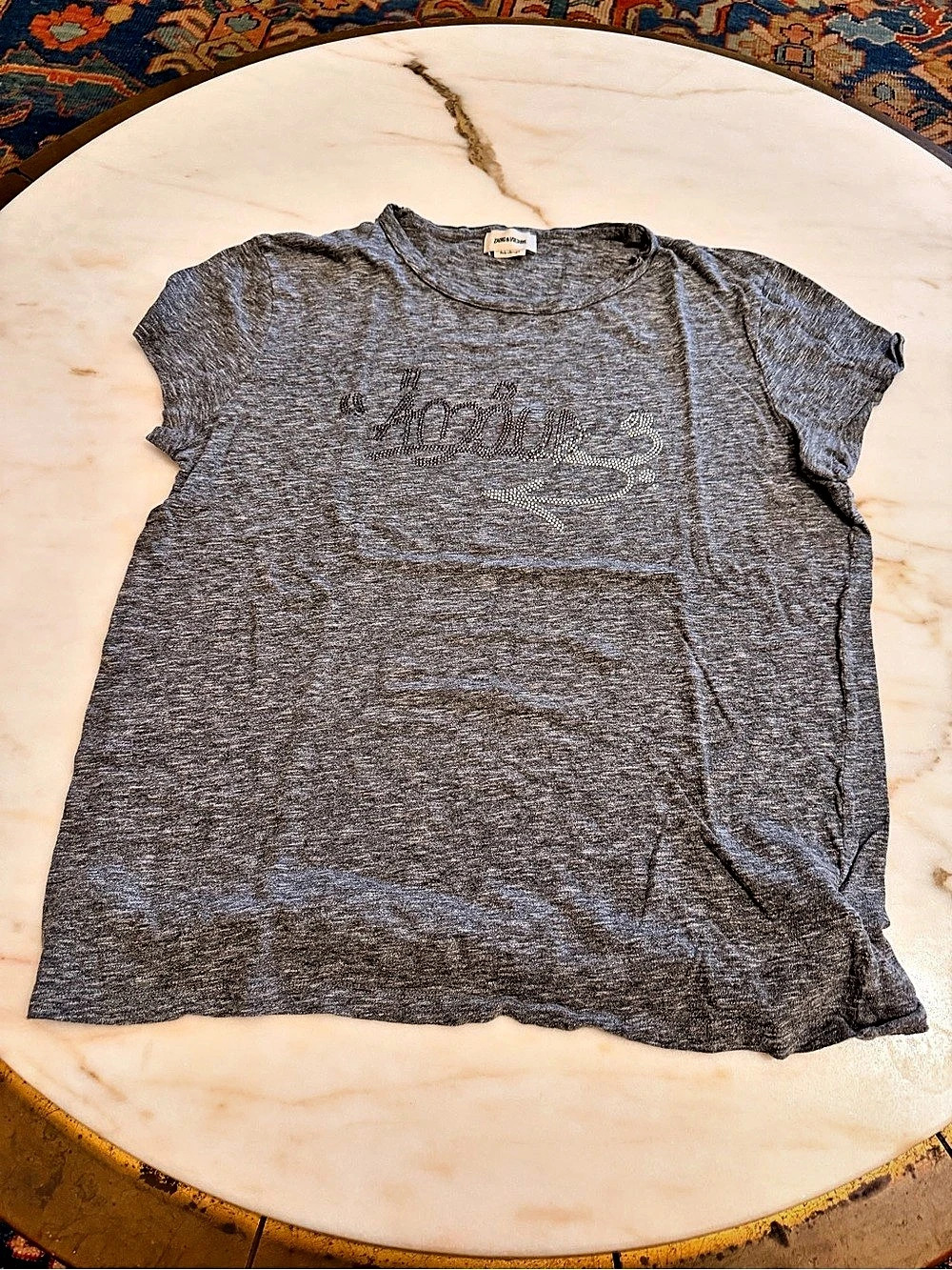 Zadig & Voltaire Short Sleeve Tee in Gray Size Small